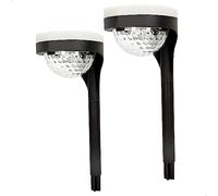 AKTIVE 61558, Pack de 2 Balizas exterior solares, Luz continua entre 6 y 8 horas, de 22 lumen, Impermeable, 11 leds, farolas solares, luces solares led exterior, Estacas de luz solar led para exterior