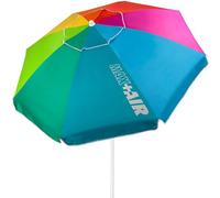 Aktive - Sombrilla de playa multicolor antiviento, protección UV50 con revestimiento plateado, mástil de metal 28/32 mm, sistema de inclinación, 8 varillas de fibra de vidrio, ventilación Max+Air y