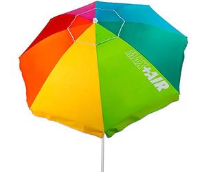 Aktive 62222 - Sombrilla de playa, 220 cm, sombrilla grande, techo de ventilación, mástil 28-32 mm, protección UV 50, Diseño multicolor, Incluye bolsa de almacenamiento, Aktive Beach