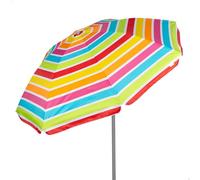 AKTIVE 62362 Sombrilla Playa Grande, Protección UV50, Inclinable y Regulable en Altura, Mástil Acero, Tejido Oxford, 8 Varillas, Sombrillas Grandes, Funda Transporte con Asa, 200 cm, Multicolor