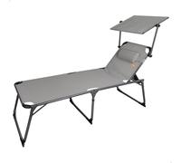 AKTIVE 62613 - Tumbona plegable de playa con parasol, Tumbona de playa con cojín, 193x67x48/96 cm, altura del asiento 48 cm, color gris, tumbona plegable, 5 posiciones, peso máx 100 kg