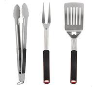 AKTIVE 63009 - Kit Accesorios para Barbacoa 3 Piezas, Pinzas para Barbacoa, Espátula y Tenedor trinchador, Juego de Utensilios para barbacoas, Herramientas para Parrilla