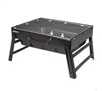 AKTIVE 63031, Barbacoa Portátil a carbón de acero Negra y rectangular, plegable, Medidas 35 x 27 x 20 cm, Con asa, fácil de transportar, parrilla camping, terraza, balcón