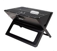 AKTIVE 63033 - Barbacoa Portátil y Plegable a carbón de acero Negra y rectangular, Con asa de transporte, Medidas 45x29x30cm, Fácil de montar y transportar, parrilla camping, terraza, balcón
