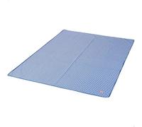 Aktive - Alfombra de playa plegable 200x150 cm, de PVC, con asas de transporte, plegable y ligera para camping, picnic y exterior, estampado a rayas, azul y blanco