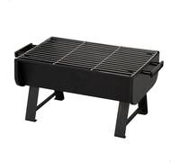 Aktive Barbacoa de carbón 63168 portátil 45x30x25 cm acero esmaltado asas parrilla inox plateado