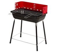 AKTIVE Barbacoa carbón portátil, Con cortavientos, De acero, Parrilla regulable 4 alturas, Tamaño pequeño, 42x42x54 cm, Cocina exterior, Para espacios pequeños (63110)