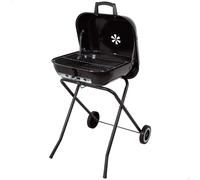 Aktive Barbacoa portátil 63178 – ruedas, negra, 49x74x79 cm, acero, mini parrilla carbón extraíble