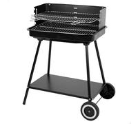 Aktive - Barbacoa portátil 55x43x82 cm, parrillas acero inoxidable ajustables en 4 alturas, incorpora paredes cortavientos, bandeja inferior auxiliar, asa lateral transporte, barbacoa con ruedas,