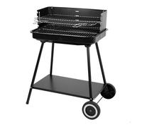 Aktive - Barbacoa portátil 55x43x82 cm, parrillas acero inoxidable ajustables en 4 alturas, incorpora paredes cortavientos, bandeja inferior auxiliar, asa lateral transporte, barbacoa con ruedas,