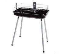 Aktive – Barbacoa carbón portátil 2 niveles 58x38x75 cm negro, patas estables, acero resistente