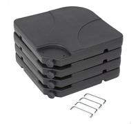 Aktive - Base parasol rellenable para sombrilla, 4 piezas de HDPE negro de 50x50x7,5 cm, hasta 80 kg con arena o 60 L de agua, con asas y sistema de fijación
