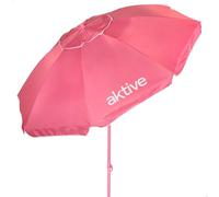 AKTIVE BEACH Sombrilla de playa inclinable D220 cm, Rosa, Con protección UV50, 8 varillas, Material oxford, Con ventilación, Para exterior (62484)