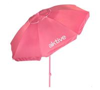 AKTIVE BEACH Sombrilla de playa D220 cm inclinable Protección UV50 8 varillas Oxford Rosa