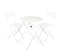 AKTIVE Conjunto de Muebles de terraza, 60x70 cm, Set de Mesa y 2 sillas, Muebles de Exterior, Blanco, Material Resistente, Muebles Plegables, hasta 30 kg, hasta 110 kg (61152)