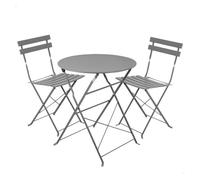 AKTIVE Conjunto de muebles de terraza, 60x70 cm, Set de mesa y 2 sillas, Negro, Material resistente