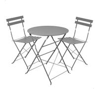 AKTIVE Conjunto de muebles de terraza, 60x70 cm, Set de mesa y 2 sillas, Negro, Material resistente
