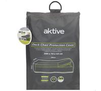 Aktive - Funda protectora tumbona jardín 200x75x45 cm, rectangular impermeable, gris, poliéster, protección lluvia y polvo, cierre ajustable, con bolsa de transporte, para exterior, interior