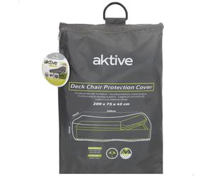 Aktive - Funda protectora tumbona jardín 200x75x45 cm, rectangular impermeable, gris, poliéster, protección lluvia y polvo, cierre ajustable, con bolsa de transporte, para exterior, interior