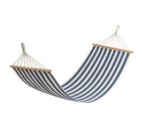 Aktive - Hamaca colgante 200x100 cm, algodón y poliéster reistente, diseño a rayas azul y blanco, con soportes de madera, soporta hasta 110 kg, ideal para jardín, terraza o camping