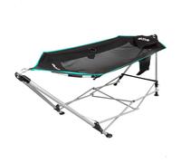 Aktive hamaca plegable con estructura de acero 265x78x80 cm con posavasos