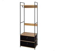 Aktive – Armario abierto Max (18433) – 60x40x175 cm, perchero y cajones de tela, acero y madera
