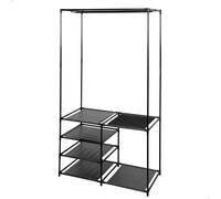 AKTIVE MAX Home Armario Abierto, 87x45x158 cm, con Perchero y 4 estantes de Tela, De Acero, Máx. 11 kg, Vestidor, Dormitorio, Armarios Dormitorio, Estanterías almacenaje, Organizador Ropa (18436)