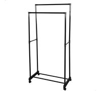 AKTIVE Max Home Burro ropa doble con ruedas y estante, 75 x 40 x 157 cm, Máx 16 kg, Frenos, Armario abierto, Organizador zapatos, Vestidor, Burros percheros (18435)