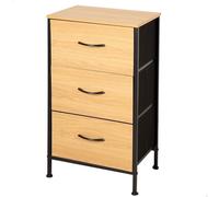 Max Home - Cómoda madera y tela, tamaños variados, cajoneras, almacenaje inteligente, estructura metálica, resistente y duradera, efecto roble, cajonera dormitorio, muebles habitación, mueble ligero,