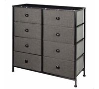 Aktive Max Home Cómoda multiusos 8 cajones tela, estructura acero 80x30x81 cm gris/negro
