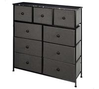 Aktive Cómoda dormitorio Max Home (18406) 9 cajones de tela 100x30x100 cm acero/madera gris/negro