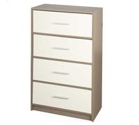 Aktive Cómoda Max Home, 4 cajones de tela, gris y blanco, estructura madera, 58x30x91 cm