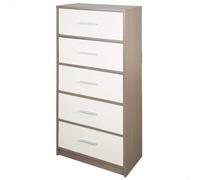 Aktive Cómoda dormitorio multiusos Max Home, 5 cajones tela, Gris y blanco, 58x30x112 cm