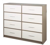 AKTIVE Max Home Cómoda dormitorio multiusos, Gris y blanco, 8 cajones de tela ligeros, 114x30x92 cm, Estructura madera, Sistema de almacenaje, Organización hogar, Decoración, Mueble vestidor (18416)
