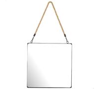 Aktive - Espejo de pared Max Home 40x40 cm cuadrado marco metálico negro con cuerda de yute