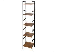 AKTIVE MAX Home Estantería almacenaje, 30x24x144 cm, 5 estantes, Estanterías Altas, Acero y Madera, Fácil Montaje, Resistente, Duradera, Muebles de salón, Estanterías Madera, Librería (18456)