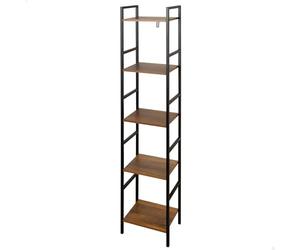 AKTIVE MAX Home Estantería almacenaje, 30x24x144 cm, 5 estantes, Estanterías Altas, Acero y Madera, Fácil Montaje, Resistente, Duradera, Muebles de salón, Estanterías Madera, Librería (18456)