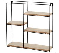 AKTIVE MAX Home Estantería de Pared, 40x40x10 cm, Máximo 4 kg, con 4 baldas Madera, Estructura metálica Negra, Estilo Industrial, Decorativo, Salón, Dormitorio, Entrada, Minimalista (18465)