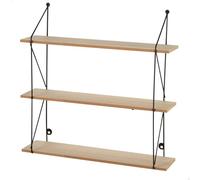 Max Home - Estantería de pared, rectangular, 50x12x49 cm, peso máximo 6 kg, 3 baldas, para colgar, estructura metálica negra, efecto madera natural, para salón, recibidor, baño, dormitorio