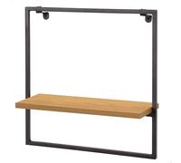 Aktive – Estantería de pared MAX, balda efecto roble, metálica negra, soporta 3 kg