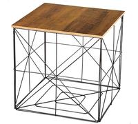 AKTIVE MAX Home Mesa Auxiliar 38x38x38 cm, Cuadrada, Tapa Efecto Madera, Almacenaje, Estructura metálica Negra, Líneas geométricas, Estilo Industrial, Decoración, para salón, Dormitorio, Baño (18496)