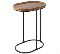 Max Home - Mesa auxiliar redonda, 45x30x60 cm, peso máximo soportado 5 kg, efecto roble, estructura metálica negra, mesita de centro, decoración, para salón, dormitorio, oficina