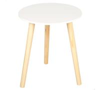 AKTIVE MAX Home Mesa Auxiliar Redonda 35x40 cm, Peso máximo 5 kg, Mesas de Centro, Blanca, Patas Madera Efecto Natural, Diseño Moderno, para salón, Dormitorio, Entrada (18499)