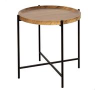 Aktive Max Home Mesa auxiliar redonda 41x40 cm efecto madera patas metálicas negras peso máx 5 kg
