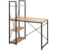Aktive Mesa escritorio Max Home con 3 estantes, tablero madera y estructura acero negro