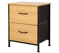 Max Home - Cómoda madera y tela, tamaños variados, cajoneras, almacenaje inteligente, estructura metálica, resistente y duradera, efecto roble, cajonera dormitorio, muebles habitación, mueble ligero,