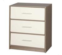 Aktive Mesita de noche Max Home, 3 cajones de tela ligeros, gris y blanco, 58x30x70 cm, madera