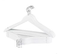 Max Home - Pack perchas de madera, alta calidad A, color blanco, ganchos giratorios 360º de acero, con muescas para vestidos, barra inferior, 44,5x23 cm, perchas para pantalones, camisas, blusas,
