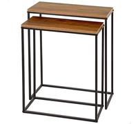 Aktive – Set 2 mesas auxiliares de nido Max Home – 50x25x60 y 45x22x55 cm – Estructura metálica negra