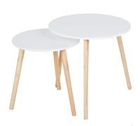 Max Home - Set de 2 mesas auxiliares, tipo nido, patas de madera natural, diseño moderno, para salón, comedor, oficina